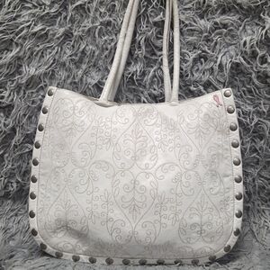 Elegant White Embroidered Tote Bag